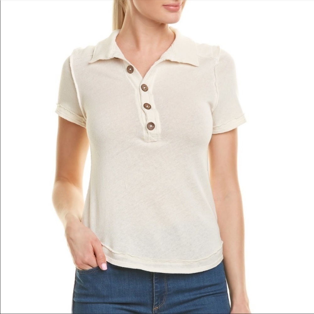 Free People Poppy Polo in White Sands Size Medium